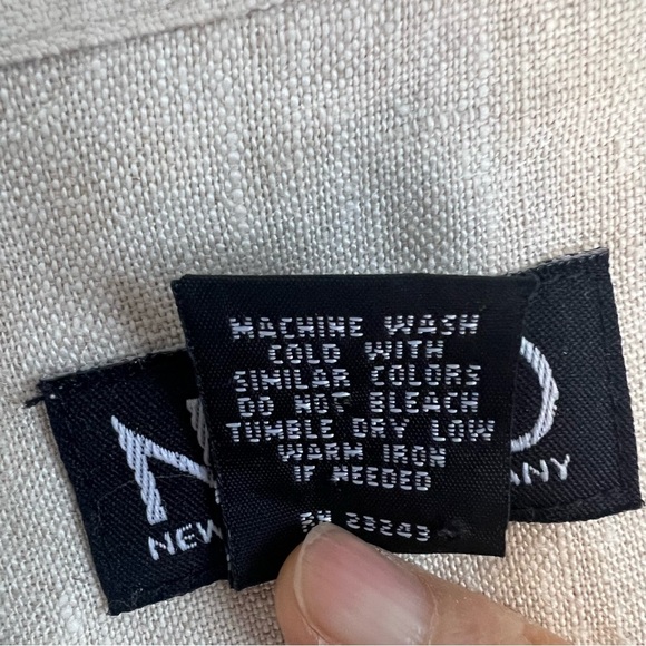 Ny&CO Mens 100% Linen Button Up Shirt Short Sleeve Beige Sz L Neutral Nautical - Picture 9 of 10